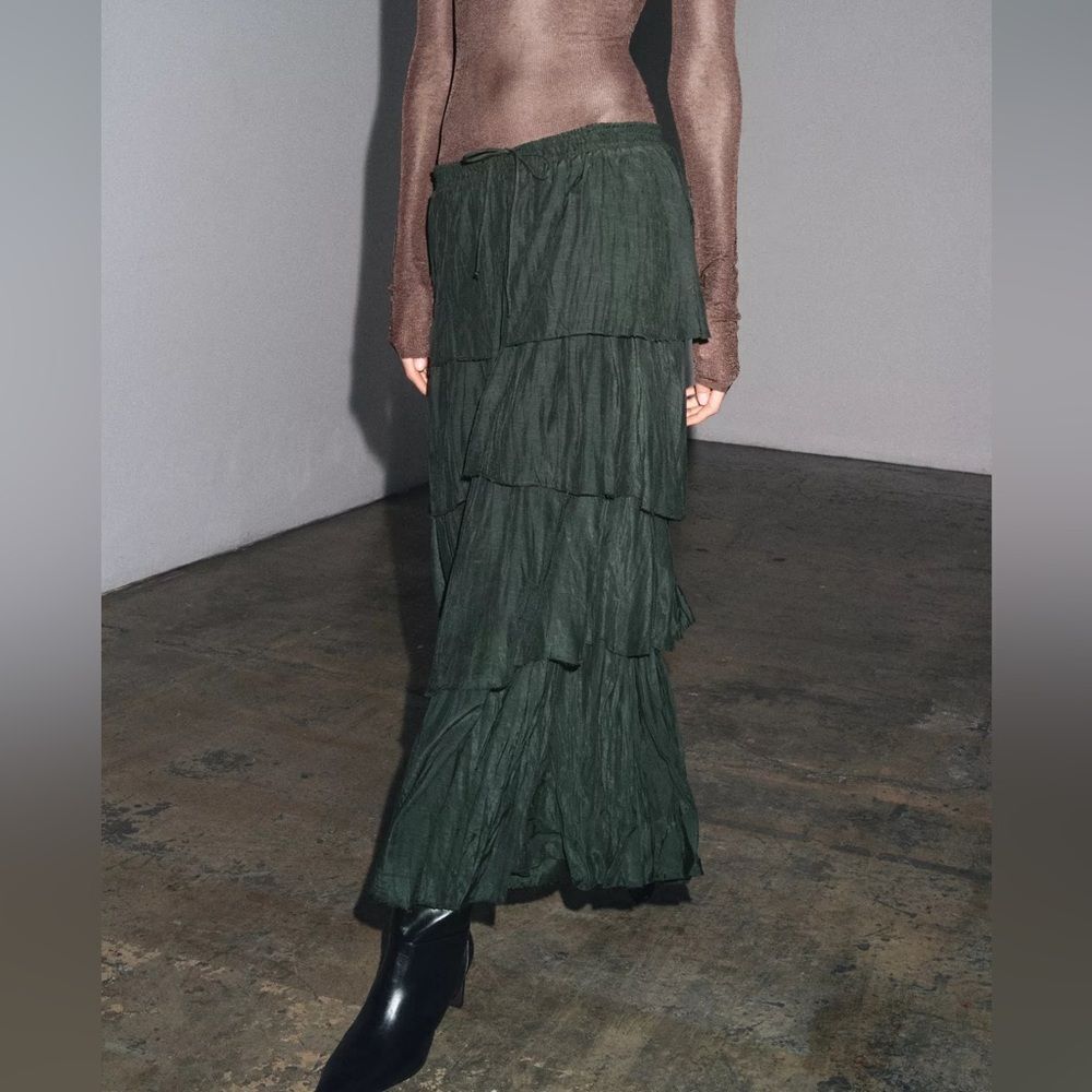 ZARA BOHO RUFFLED MIDI SKIRT ZW COLLECTION - Picture 6 of 10